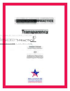M I L L E N N I U M C H A L L E N G E C O R P O R AT I O N  PRINCIPLES into PRACTICE Transparency