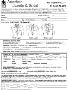 American Tuxedo & Bridal Fax to[removed]By March 15, 2015