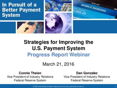 Strategies for Improving the U.S. Payment System - Progress Report Webinar