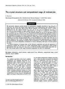 Mineralogical Magazine, February 2010, Vol. 74(1), pp. 73–84  The crystal structure and compositional range of mckinstryite
