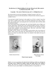 1  Recollections of a Talland childhood in the late 19th and early 20th centuries by Muriel Jerram 1887 – 1975 Copyright – The estate of Muriel Jerram, dec’d – All Rights Reserved The Jerram family moved from God