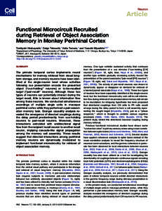 Functional Microcircuit Recruited during Retrieval of Object Association Memory in Monkey Perirhinal Cortex