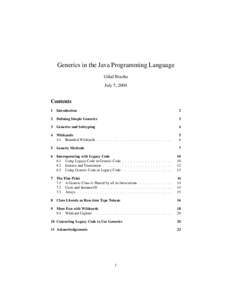 Generics in the Java Programming Language Gilad Bracha July 5, 2004 Contents 1