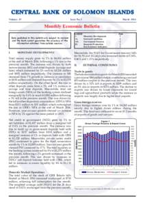 CENTRAL BANK OF SOLOMON ISLANDS Volume . 07 Issue No. 3 				  March 2016