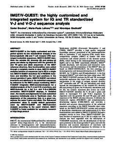 Published online 23 MayNucleic Acids Research, 2008, Vol. 36, Web Server issue W503–W508 doi:nar/gkn316  IMGT/V-QUEST: the highly customized and