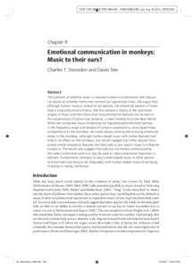 OUP UNCORRECTED PROOF – FIRSTPROOFS, Sat Aug[removed], NEWGEN  Chapter 9 Emotional communication in monkeys: Music to their ears?