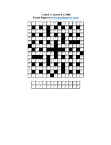 Coded Crossword © 2016 Puzzle Express (www.puzzlexpress.com