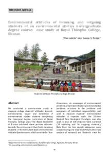 Research Article  Environmental attitudes of incoming and outgoing students of an environmental studies undergraduate degree course: case study at Royal Thimphu College, Bhutan