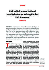 POLITICAL CULTURE AND NATIONAL IDENTITY IN CONCEPTUALISING THE GEZI PARK MOVEMENT COMMENTARY Political Culture and National Identity in Conceptualising the Gezi Park Movement