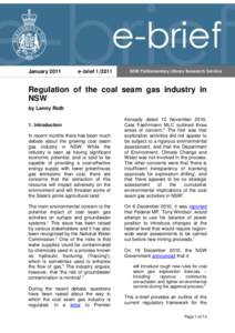 January[removed]e-brief[removed]Regulation of the coal seam gas industry in NSW
