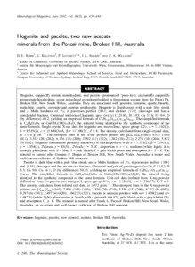 Mineralogical Magazine, June 2002, Vol. 66(3), pp. 459–464  Hoganite and paceite, two new acetate