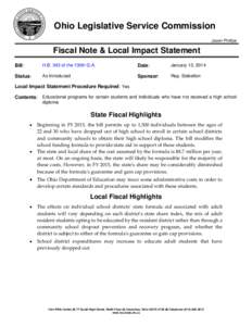Ohio Legislative Service Commission Jason Phillips Fiscal Note & Local Impact Statement Bill: