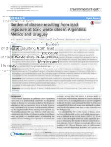 Burden of disease resulting from lead exposure at toxic waste sites in Argentina, Mexico and Uruguay