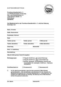 AUFNAHMEANTRAG  Frontinus-Gesellschaft e. V. c/o DVGW Deutscher Verein des Gas- und Wasserfaches e.V. Josef-Wirmer-Straße 1-3