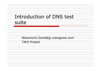 Introduction of DNS test suite  TAHI Project  Goal