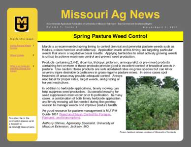 Missouri Ag News A Commercial Agriculture Publication of University of Missouri Extension - East Central and Southeast Region V o l u m e Inside this issue: