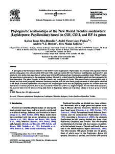MOLECULAR PHYLOGENETICS AND EVOLUTION Molecular Phylogenetics and Evolution–483 www.elsevier.com/locate/ympev