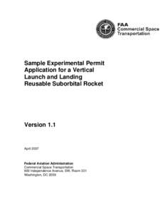 Sample Experimental Permit Application for a Vertical Launch and Landing Reusable Suborbital Rocket  Version 1.1