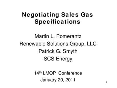 Negotiating Sales Gas Specifications