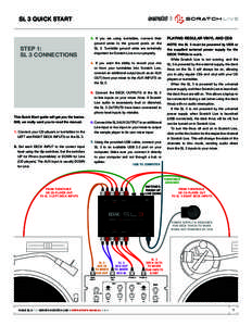 SL 3 QUICK START  STEP 1: SL 3 CONNECTIONS  3. If you are using turntables, connect their