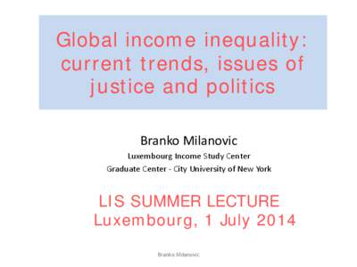 Global income inequality: the past two centuries and the implications for the next
