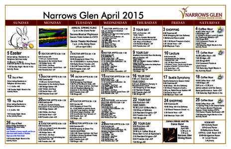 Narrows Glen April 2015 ANNUAL SPRING FLING 1 p.m. in the Grand Parlor Tacoma Musical Playhouse