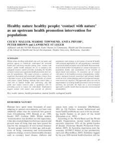 Health Promotion International, Vol. 21 No. 1 doi:heapro/dai032 Advance access publication 22 December 2005 Ó The AuthorPublished by Oxford University Press. All rights reserved. For Permissions, please