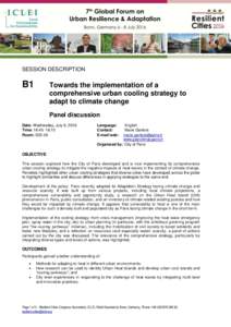 SESSION DESCRIPTION  B1 Towards the implementation of a comprehensive urban cooling strategy to