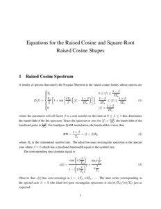 Equations for the Raised Cosine and Square-Root Raised Cosine Shapes