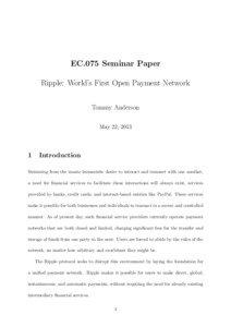 EC.075 Seminar Paper Ripple: World’s First Open Payment Network Tommy Anderson
