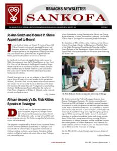 BBAAGHS NEWSLETTER  SANKOFA THE NEWSLETTER OF THE BLACK BELT AFRICAN AMERICAN GENEALOGICAL AND HISTORICAL SOCIETY, INC.  OCT 2007