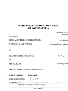 IN THE SUPREME COURT OF APPEAL OF SOUTH AFRICA Case number[removed]Reportable In the matter of