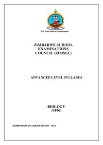 ZIMBABWE SCHOOL EXAMINATIONS COUNCIL (ZIMSEC) ADVANCED LEVEL SYLLABUS