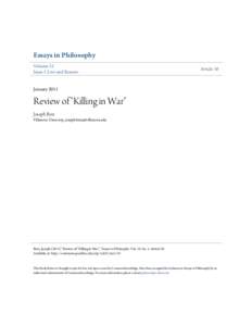 Essays in Philosophy Volume 12 Issue 1 Love and Reasons Article 10