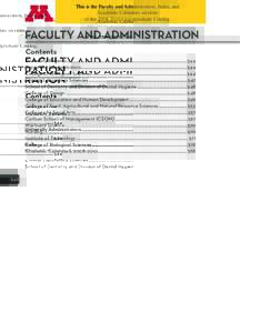 This is the Faculty and Administration, Index, and Academic Calendars sections of theUndergraduate Catalog. Faculty and Administration Contents