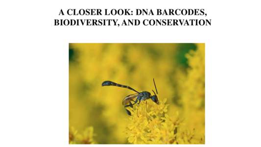 A CLOSER LOOK: DNA BARCODES, BIODIVERSITY, AND CONSERVATION 264 elementary schools across Canada!!