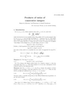 ([removed], 9h26)  Products of ratios of consecutive integers R´egis de la Bret`eche, Carl Pomerance & G´erald Tenenbaum For Jean-Louis Nicolas, on his sixtieth birthday