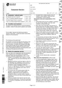Caesarean Section Patient Consent and Patient Information Sheet | Patient Safety Unit