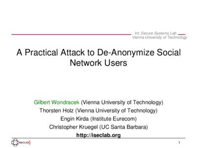Int. Secure Systems Lab Vienna University of Technology A Practical Attack to De­Anonymize Social  Network Users