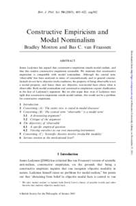 Brit. J. Phil. Sci), 405–422, axg302  Constructive Empiricism and Modal Nominalism Bradley Monton and Bas C. van Fraassen