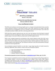 2014 FALL CONFERENCE AUGUST 27-28, 2014 AIR FORCE NUCLEAR WEAPONS CENTER KIRTLAND AFB, NEW MEXICO