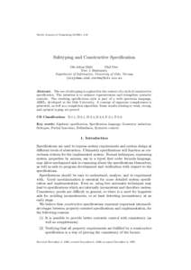 Nordic Journal of Computing), 1-31  Subtyping and Constructive Specification Ole-Johan Dahl Olaf Owe Tore J. Bastiansen