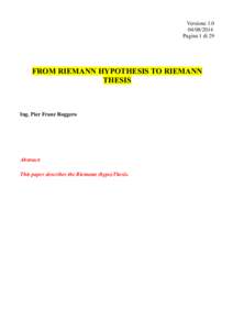 VersionePagina 1 di 29 FROM RIEMANN HYPOTHESIS TO RIEMANN THESIS