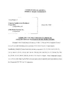 Complaint Counsel's Motion in Limine to Exclude Certain Testimony of Dr. Mark Chassin