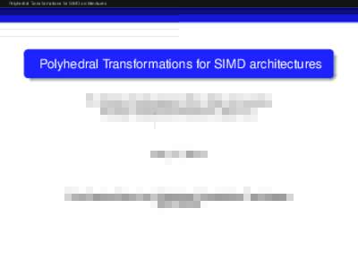 Polyhedral Transformations for SIMD architectures