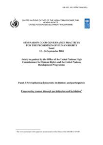 HR/SEL/GG/SEM/2004/BP.6  UNITED NATIONS OFFICE OF THE HIGH COMMISSIONER FOR HUMAN RIGHTS UNITED NATIONS DEVELOPMENT PROGRAMME