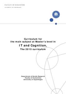 FACULTY OF HUMANITIES UNIVERSITY OF COPENHAGEN Curriculum for the main subject at Master’s level in
