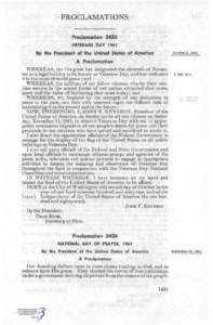 PROCLAMATIONS Proclamation 3435 VETERANS DAY 1961 By the President of the United States of America