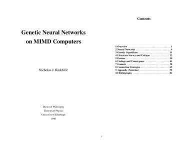 Contents  Genetic Neural Networks on MIMD Computers 1 Overview                                        1 2 Neural Networks                              