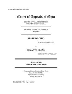 [Cite as State v. Glenn, 2012-Ohio[removed]Court of Appeals of Ohio EIGHTH APPELLATE DISTRICT COUNTY OF CUYAHOGA